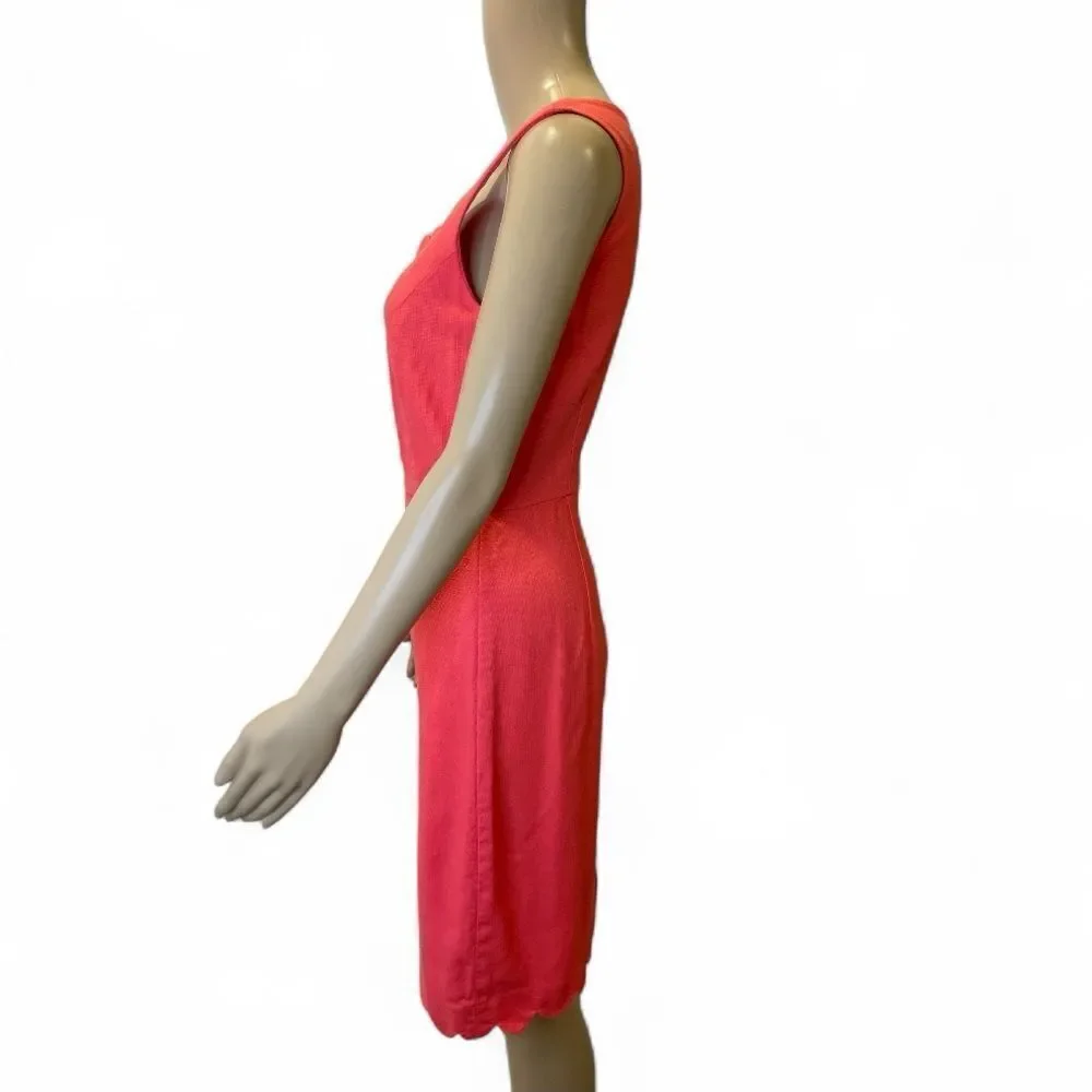J.Crew Elegant Scalloped Edge Spring Coral Sleeveless Dress size 0